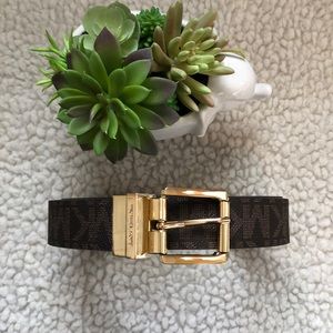 Michael Kors Reversible Belt Gold Buckle Metallic